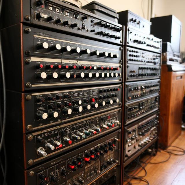 Rack of vintage analog outboard gear