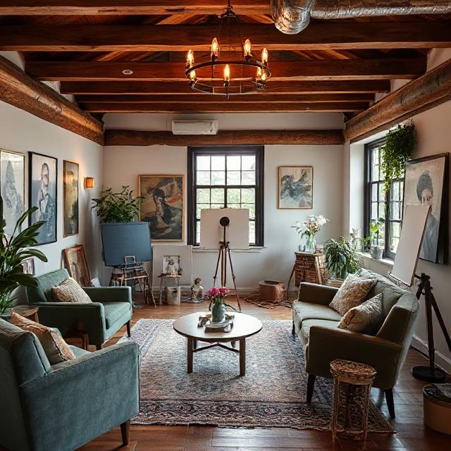 Comfortable artist lounge area